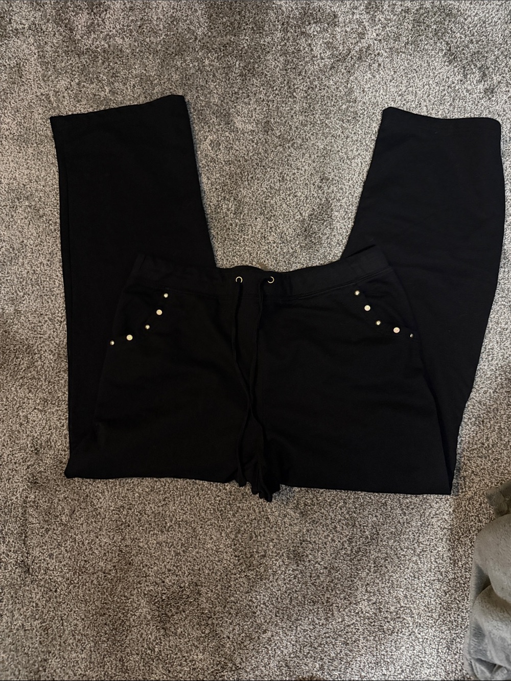 Onque Casuals Black Studded Drawstring Jogger Pants